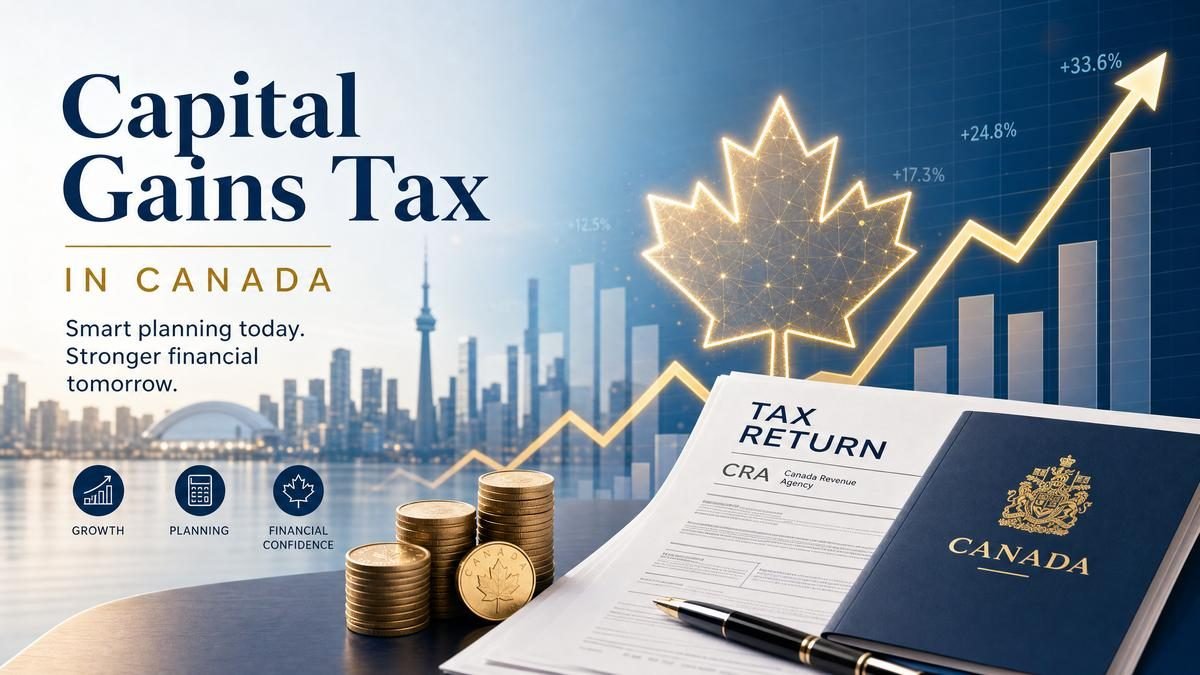 Canadian investor reviewing capital gains tax strategies with a Professional Tax Accountant at BOMCAS Canada in Edmonton
